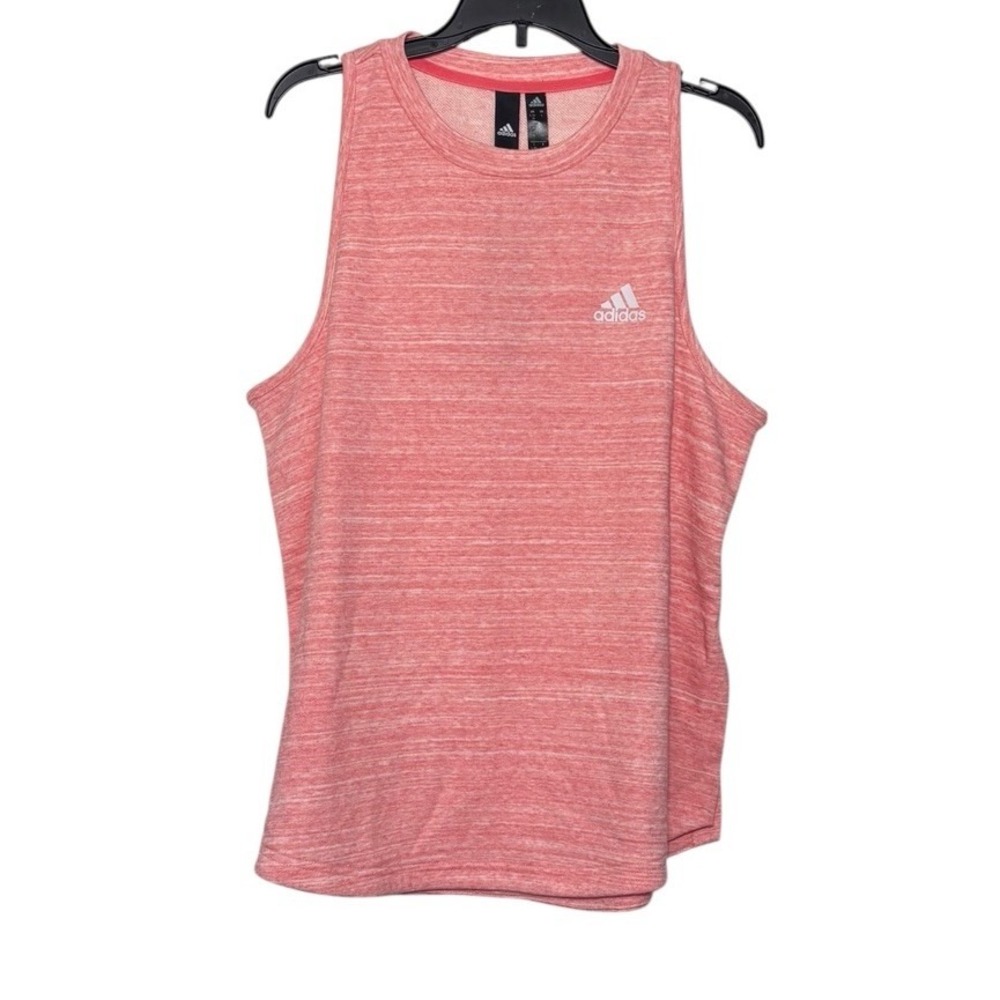 Adidas Pink French Terry Tank Top Size Large Stripes Athletic NEW